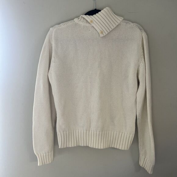 Pendleton Originals Women’s Cableknit Turtleneck Sweater Sz LG Cream 100% Cotton - Picture 8 of 11
